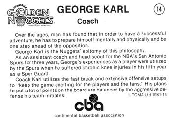 1980-81 TCMA CBA #14 George Karl Back