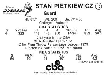 1980-81 TCMA CBA #15 Stan Pietkiewicz Back