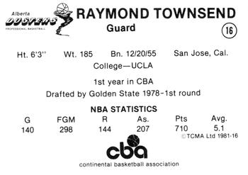 1980-81 TCMA CBA #16 Raymond Townsend Back