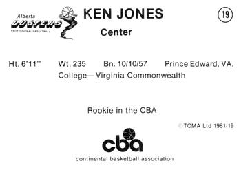 1980-81 TCMA CBA #19 Ken Jones Back
