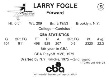1980-81 TCMA CBA #23 Larry Fogle Back