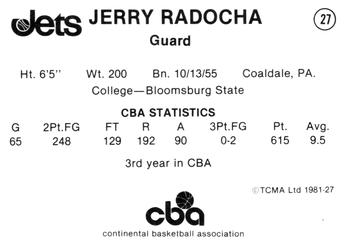 1980-81 TCMA CBA #27 Jerry Radocha Back