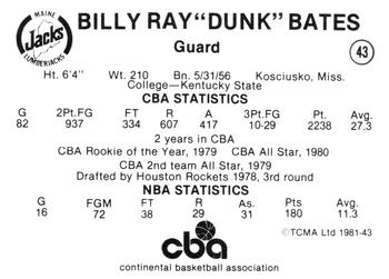 1980-81 TCMA CBA #43 Billy Ray Bates Back