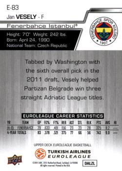 2015-16 Upper Deck Euroleague #E-83 Jan Vesely Back