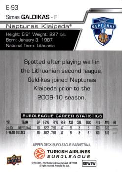 2015-16 Upper Deck Euroleague #E-93 Simas Galdikas Back