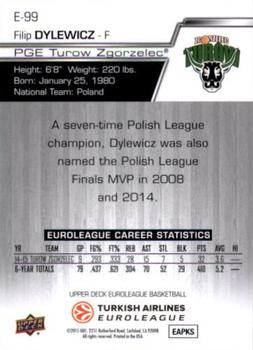2015-16 Upper Deck Euroleague #E-99 Filip Dylewicz Back