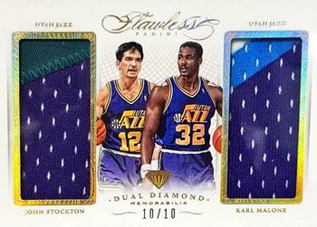 2014-15 Panini Flawless - Dual Diamond Memorabilia Gold #DD-JAZZ John Stockton / Karl Malone Front