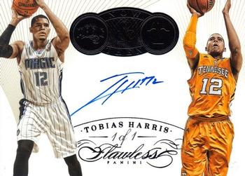 2014-15 Panini Flawless - Now and Then Signatures Black #NT-TH Tobias Harris Front