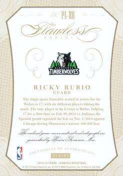 2014-15 Panini Flawless - Patch Autographs #PA-RR Ricky Rubio Back
