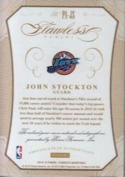 2014-15 Panini Flawless - Patch Autographs Black #PA-JS John Stockton Back