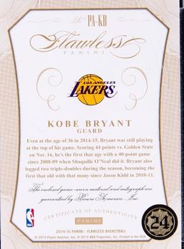 2014-15 Panini Flawless - Patch Autographs Gold #PA-KB Kobe Bryant Back