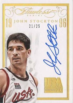 2014-15 Panini Flawless - Team USA Autographs White #W-JS John Stockton Front