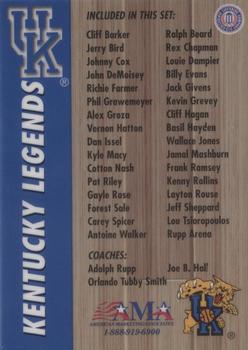 1999 AMA Kentucky Wildcats Legends #NNO Checklist Back