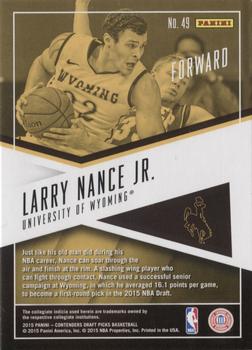 2015 Panini Contenders Draft Picks - School Colors #49 Larry Nance Jr. Back