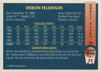 1992 Front Row Draft Picks - Gold #23 Deron Feldhaus Back