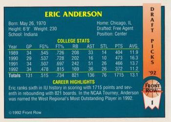 1992 Front Row Draft Picks - Gold #1 Eric Anderson Back