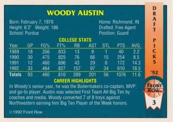 1992 Front Row Draft Picks - Gold #3 Woody Austin Back
