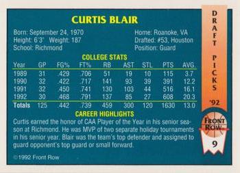 1992 Front Row Draft Picks - Gold #9 Curtis Blair Back