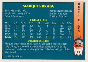 1992 Front Row Draft Picks - Gold #11 Marques Bragg Back