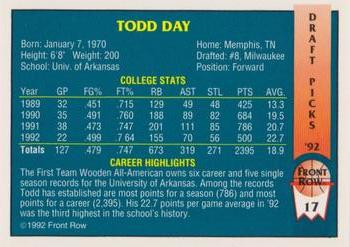 1992 Front Row Draft Picks - Gold #17 Todd Day Back