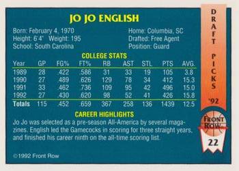 1992 Front Row Draft Picks - Gold #22 Jo Jo English Back