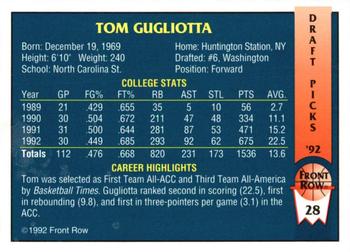1992 Front Row Draft Picks - Gold #28 Tom Gugliotta Back