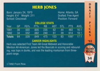 1992 Front Row Draft Picks - Gold #34 Herb Jones Back