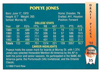 1992 Front Row Draft Picks - Gold #35 Popeye Jones Back