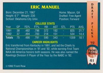 1992 Front Row Draft Picks - Gold #41 Eric Manuel Back