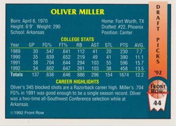 1992 Front Row Draft Picks - Gold #44 Oliver Miller Back