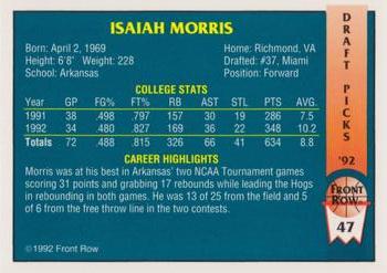 1992 Front Row Draft Picks - Gold #47 Isaiah Morris Back