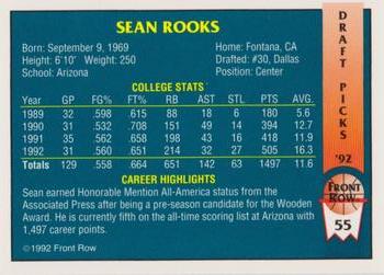 1992 Front Row Draft Picks - Gold #55 Sean Rooks Back
