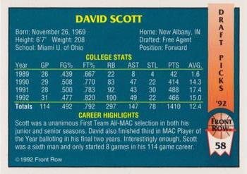 1992 Front Row Draft Picks - Gold #58 David Scott Back