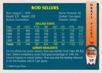 1992 Front Row Draft Picks - Gold #59 Rod Sellers Back