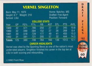1992 Front Row Draft Picks - Gold #60 Vernel Singleton Back