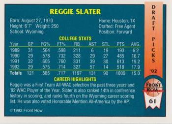 1992 Front Row Draft Picks - Gold #61 Reggie Slater Back