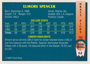 1992 Front Row Draft Picks - Gold #62 Elmore Spencer Back