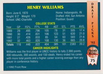 1992 Front Row Draft Picks - Gold #75 Henry Williams Back
