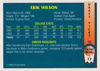 1992 Front Row Draft Picks - Gold #77 Erik Wilson Back