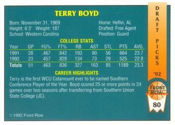 1992 Front Row Draft Picks - Gold #80 Terry Boyd Back