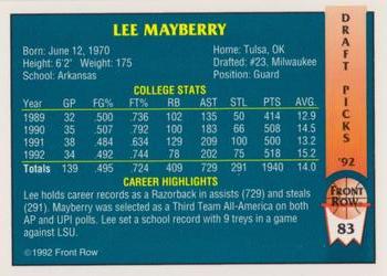 1992 Front Row Draft Picks - Gold #83 Lee Mayberry Back