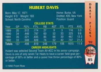 1992 Front Row Draft Picks - Gold #85 Hubert Davis Back