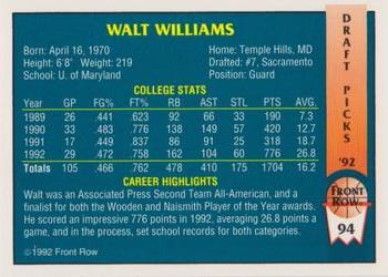 1992 Front Row Draft Picks - Gold #94 Walt Williams Back