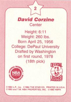 1997 1985 Star Chicago Bulls Arena (Unlicensed) #2 Dave Corzine Back