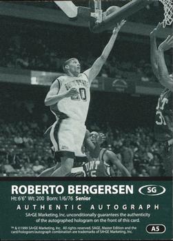 1999 SAGE - Autographs #A5 Roberto Bergersen Back