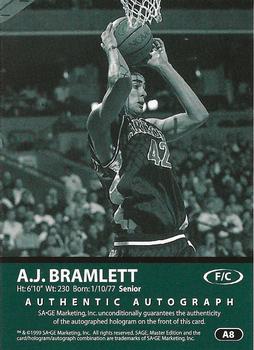 1999 SAGE - Autographs #A8 A.J. Bramlett Back