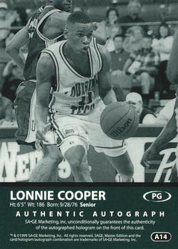 1999 SAGE - Autographs #A14 Lonnie Cooper Back