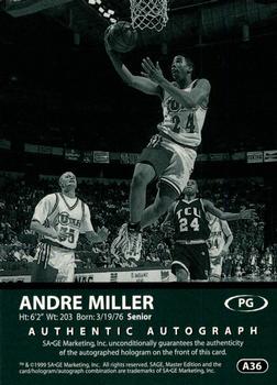1999 SAGE - Autographs #A36 Andre Miller Back