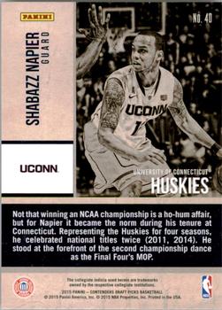 2015 Panini Contenders Draft Picks - Old School Colors #40 Shabazz Napier Back