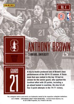 2015 Panini Contenders Draft Picks - Game Day #4 Anthony Brown Back
